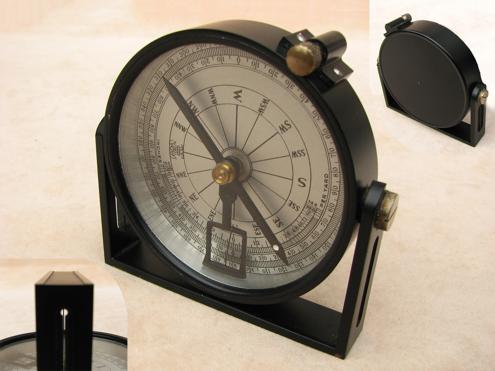 Mid 20th century Francis Barker bridge compass with clinometer